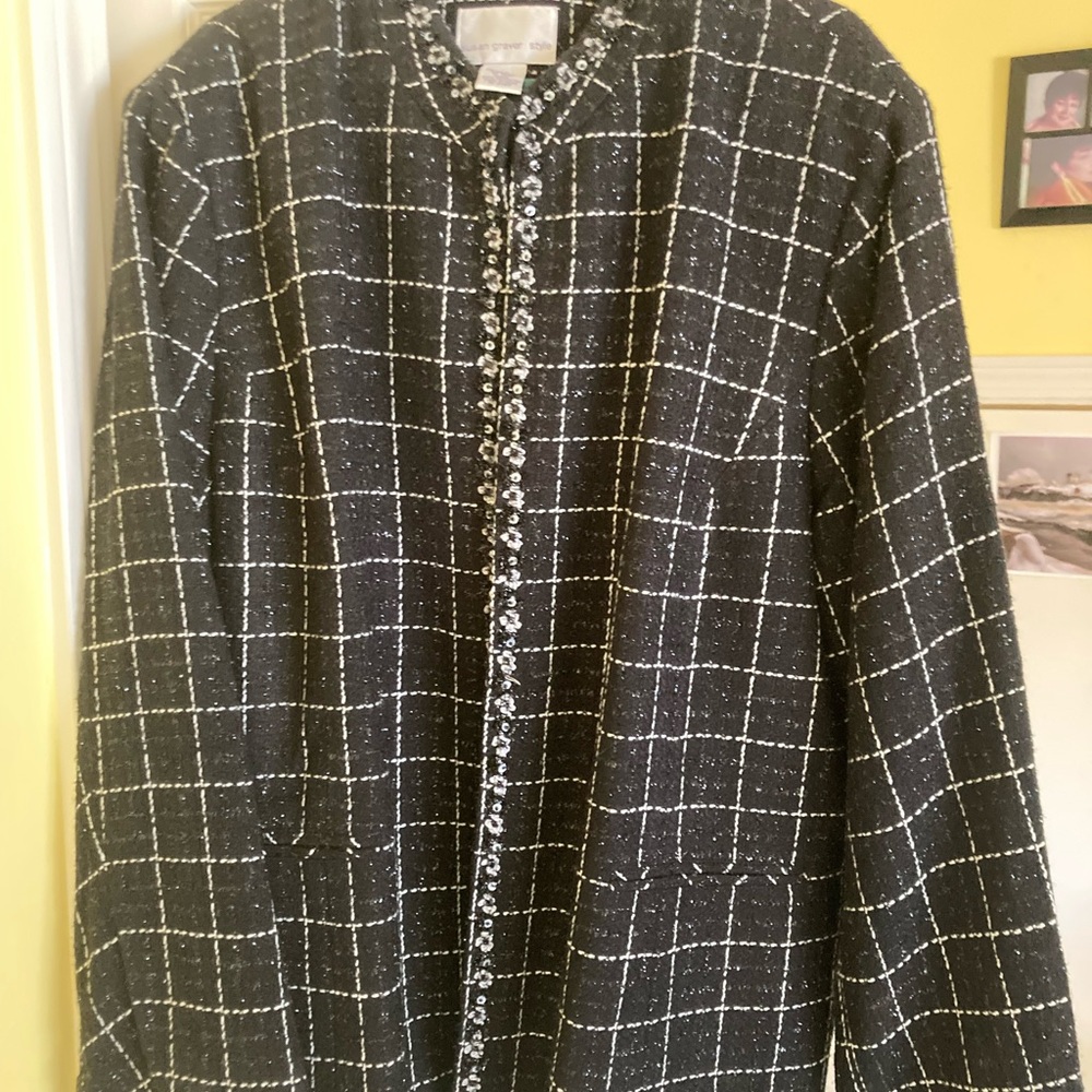 Chic Black and White Plaid Jacket